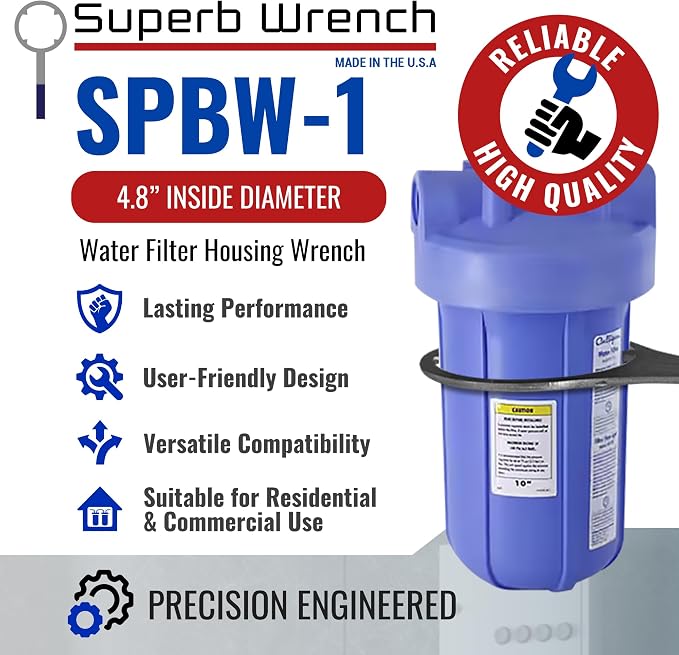Superb Wrench SPBW-1 Heavy Duty Metal Water Filter Housing Wrench (4.8 inch Inside Diameter)