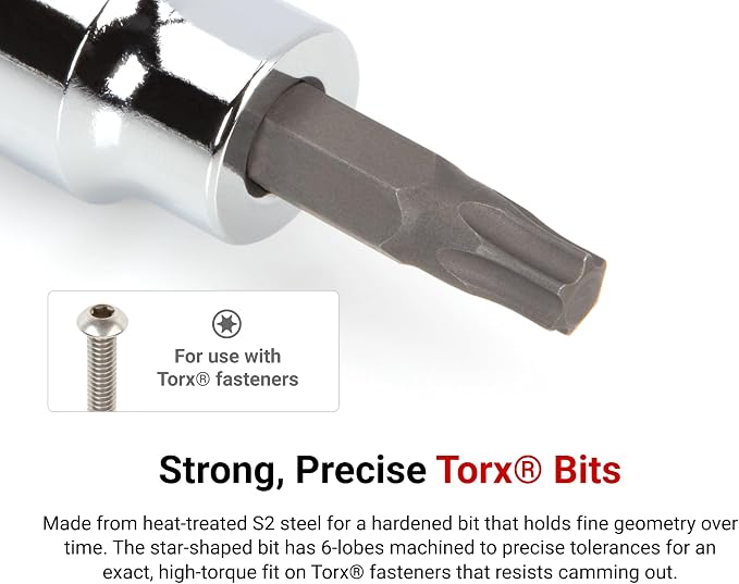 TEKTON Bit Socket and External Star Socket Set, 43-Piece | SKT93900 | 1/4, 3/8, 1/2 Inch Drive, (T6 - T80, E4 - E24, M4 - M18), Socket Rail