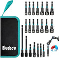 21-Piece Magnetic Nut Driver Set, Impact Drill Driver Bits with 1/4" Hex Shank, SAE & Metric Cr-V Steel Impact Nut Drivers, Quick-Release Bit Holder, and Storage Bag