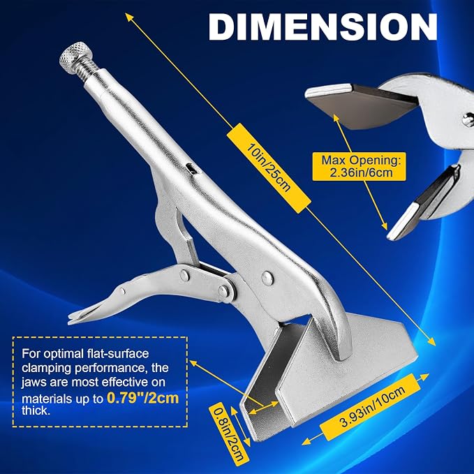 DASBET 10" Locking Sheet Metal Clamp 4 PCS | Heavy Duty Sheet Metal Grip Tool, Welding Locking Plier Tools, Adjustable Opening Nickle Plated Welding Plier Sheet Vice Grip Tool