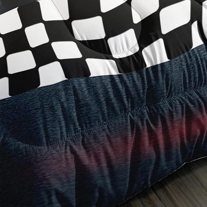 Axolotl Race Car Comforter Set Queen Size,Extreme Sports Bedding Set for Boys Teens Kids Girls Room Decor,Cool Speed Car Quilt Bed Set with 1 Comforter 2 Pillowcases Car Racing Gifts,Black Red