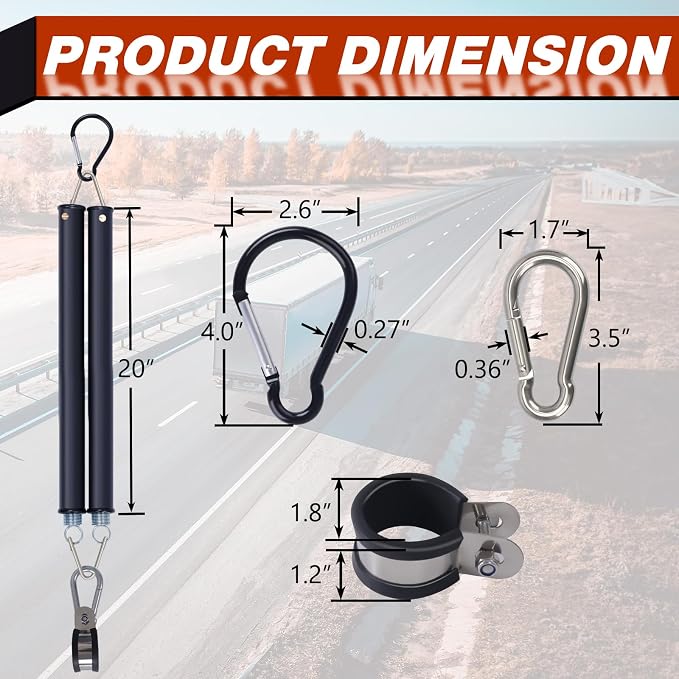 CheeMuii 20" Double Tender Spring Kit & 3-in-1 Semi Truck Air Line Holder