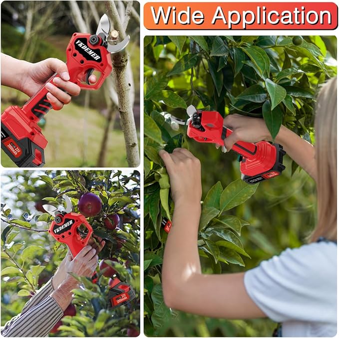Electric Pruning Shears, Professional Cordless Pruning Shears with LCD Display, Electric Pruner Battery Powered with 2 PCS Rechargeable 2Ah Lithium Battery, 1.6Inch (40MM) Cutting Diameter