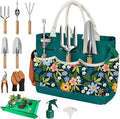 22Pcs Gardening Tools Set for Women Heavy Duty Garden Hand Tools Kit Garden Gifts for Mothers Day Mom Beginner Gardening Accessories with Tote Bag/Shovels/Repotting Mat/Plant Labels/Gloves-Dark Green