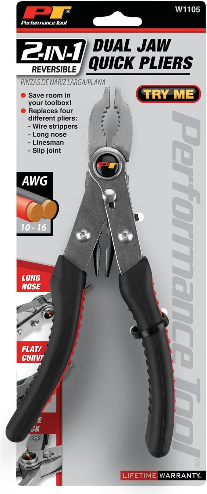 Performance Tool W1105 Side Locking 4-in-1 Dual Jaw Quick Pliers