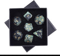 mookaitedecor 7 PCS Kambaba Jasper Crystal Polyhedral DND Dice Set, Polished Tumbled Stones Dices for RPG MTG Table Games Home Decoration