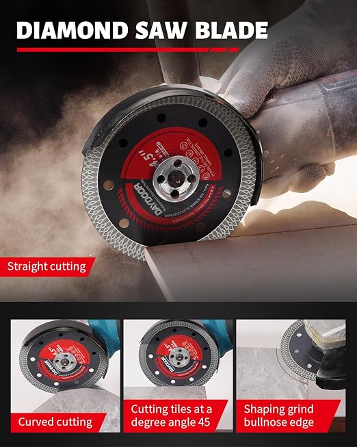 DAYDOOR Diamond Hole Saw Kit, 15-Piece Tile Hole Saw Kit 1/4" 5/16" 4/5" 1" 1-3/8" 2" 3" 4",Vacuum Brazed Core Drill Bits for Porcelain Tile, Granite, Marble, Stone(Red)