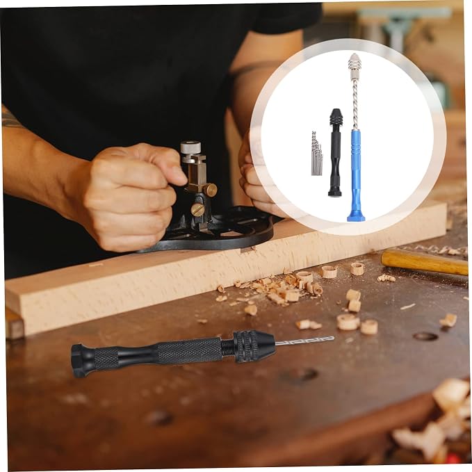 Angoily 2sets Hand Drills Tool Kit Manual Drill Hand Twisted Bits for Jewelry Making Resin Projects and Crafts Steel Construction