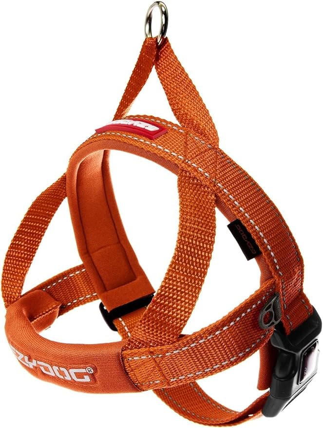 EzyDog Quick Fit Dog Harness, Soft Neoprene Padding - Large, Orange | Fast One-Click Buckle, Adjustable Fit, Strong Reinforced Materials, Reflective Stitching, No Pull Dog Harness, Easy Walking