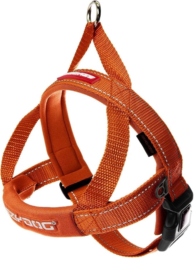 EzyDog Quick Fit Dog Harness, Soft Neoprene Padding - XX-Small, Orange | Fast One-Click Buckle, Adjustable Fit, Strong Reinforced Materials, Reflective Stitching, No Pull Dog Harness, Easy Walking
