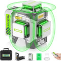 Huepar Pro Laser Level 360 Self Leveling, 3x360° High Accuracy Green Cross Line Laser for Construction and Picture Hanging, 12 Lines Level Laser Tool with Rechargeable Battery & Remote Control