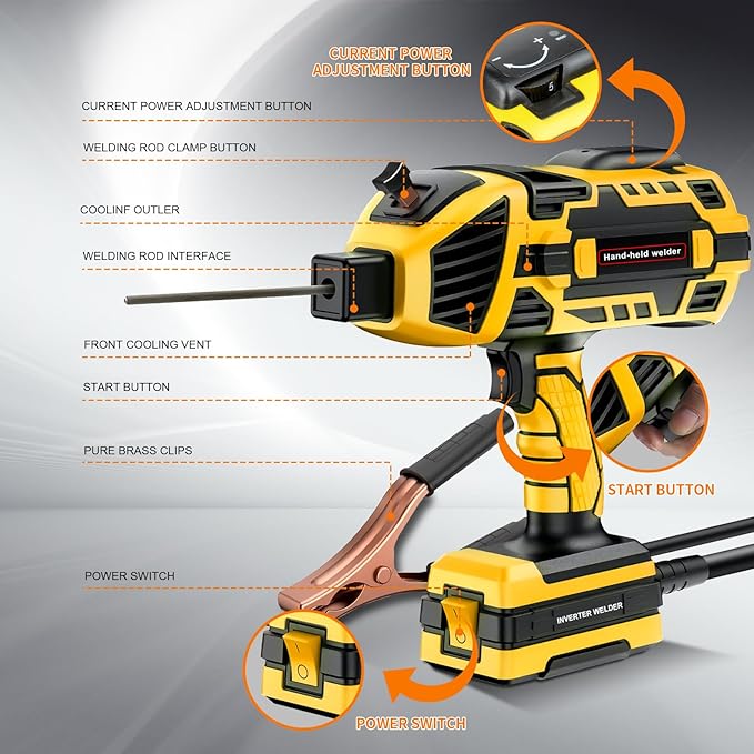 Handheld Welding Machine 110V 120A Portable Electric Welder Machine ARC Welder Gun with IGBT Inverter 5 Variable Current Adjustment for 3/32"-1/8" Welding Rod Tool