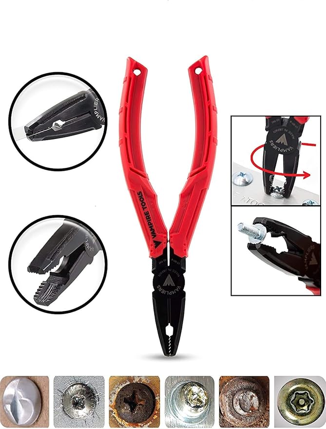VAMPLIERS 10-PC Stripped Screw Extractor Tool Set with Toolbox Storage Case: 8x Made in Japan Screw Removal Pliers, 1x Vise-Grip Locking Plier & 1x Recessed Screw Extractor. | 5" Mini, 6.25", 6.25" Brute, 7" Slip-Joint, 7" vPlus , 7.5" Long Nose, 7.5" ...
