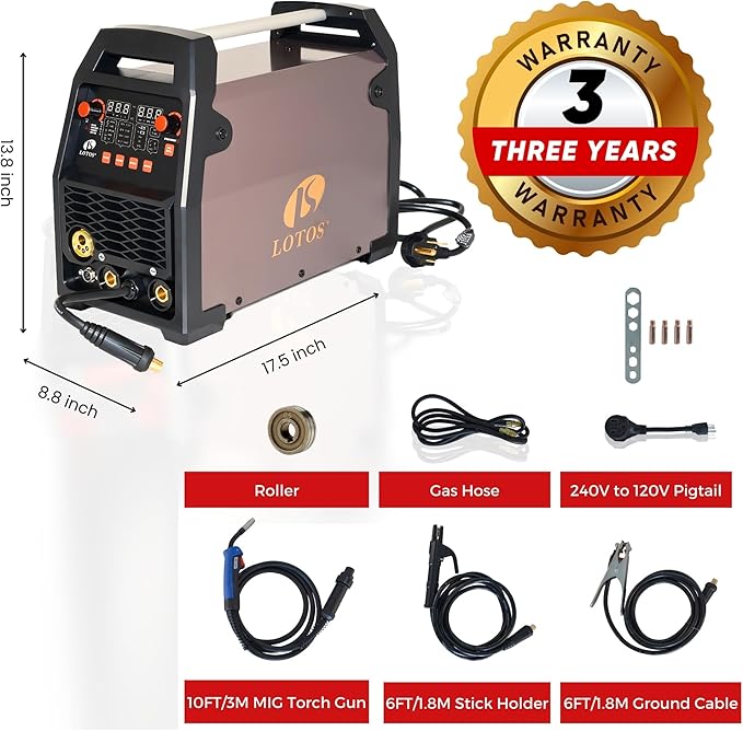 MIG180 | 6-in-1 180A MIG Welder, Gas/Gasless MIG, Flux-Core, Lift TIG, Stick, Spot, Spool-Gun Ready (sold separately), Auto Synergic, 120/240V Dual-Voltage
