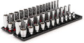 TEKTON 1/2 Inch Drive 6-Point Socket Set, 52-Piece | SHD92213 | (3/8 - 1 in., 10 - 24 mm), Shallow and Deep, Socket Rail