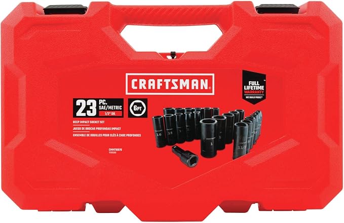 CRAFTSMAN Deep Impact Socket Set, SAE, 1/2-Inch, 23 Pieces (CMMT16970)