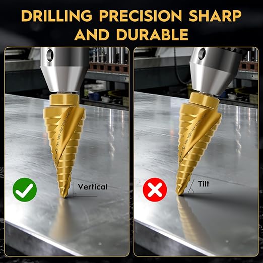 3PCS Titanium Step Drill Bit - 4241 HSS Step Bit with Two Spiral Grooved, 31 Sizes for Metal, Aluminum, Wood & Plastic, for Electricians & DIY with Portable Bag