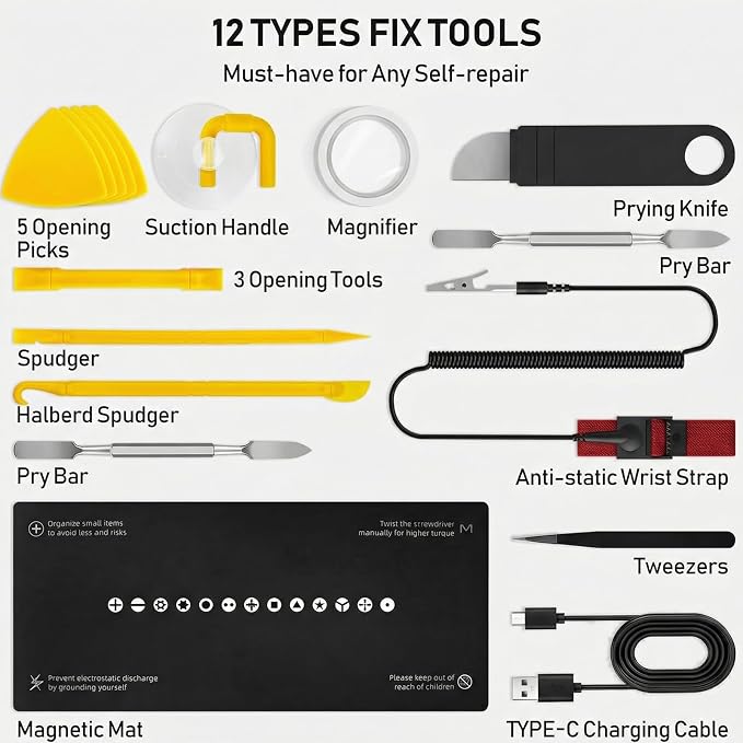 Mini Electric Screwdriver Set, 81-In-1 Electric Screwdriver Kit with 5 Torque Settings & LED Light, Electric Screwdriver for Electronics