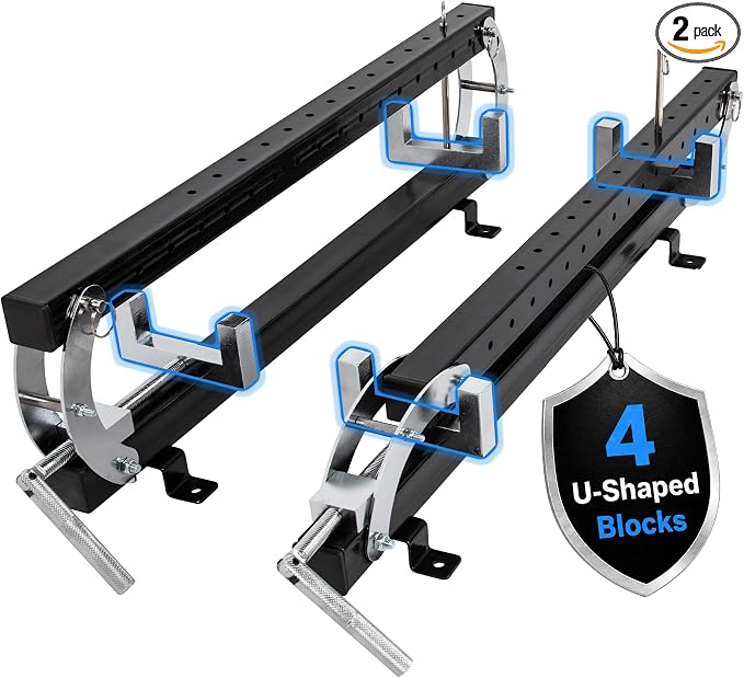 36" Panel Clamp 2 Pack with 2 U-Shaped Blocks, Fits Panels 4.3"-21" Length, 0.8" - 4.3" Thickness, Heavy Duty 4-Way Pressure Parallel Clamp with Powder-Coated Finish for Woodworking Projects