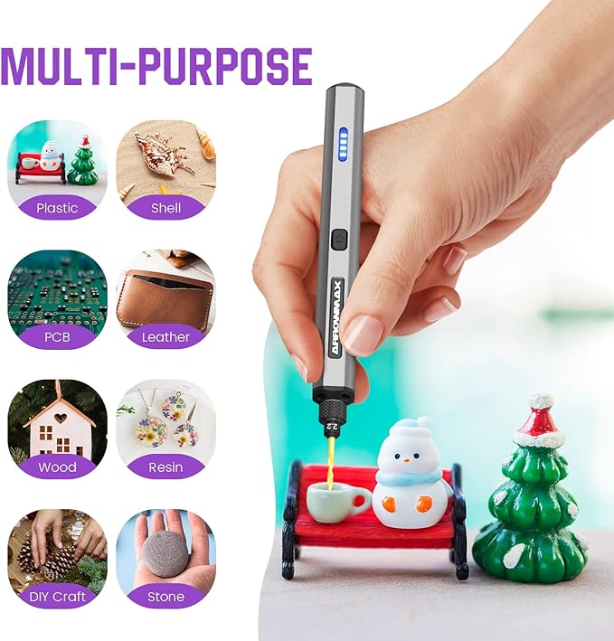 Mini Electric Drill Pen, 13 in 1 with Aluminium case, Rechargeable, 900 RPM, Needle Vise Hand Drill Kit, 10 HSS Bits, DIY, Wood, Jewelry Making (SDS MINI)