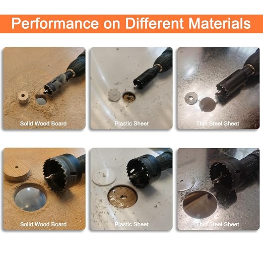 Bi-Metal Hole Saw Kit for Wood, Metal and Plastic, 10PCS Hole Saw Set with Case, Fast Chip Removal, Smooth Flat Drilling Edge