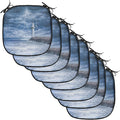 Lunarable Lighthouse Chair Cushion Pads Set of 8, Lighthouse Thunderstorm Turbulent Wind Moody Weather Dramatic Sky Scene, Anti-Slip Seat Padding for Kitchen & Patio, 16"x16", Navy Blue Dimgray