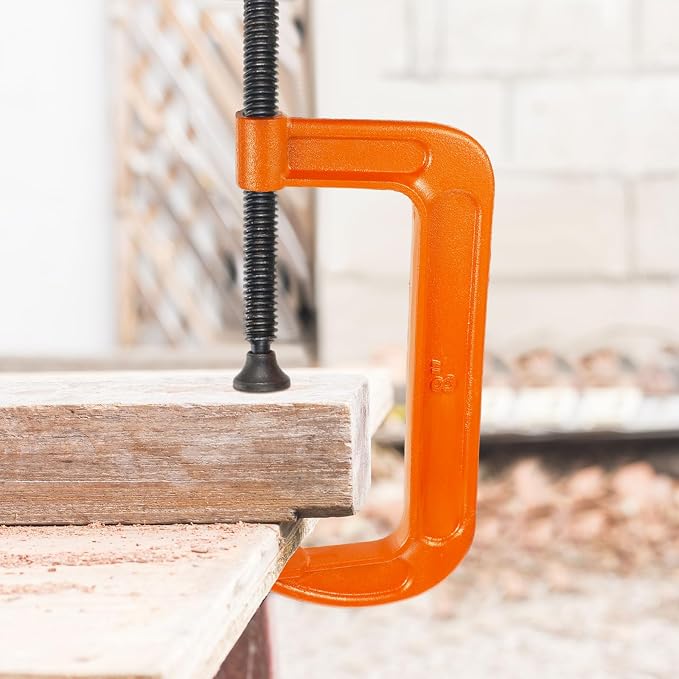 WILLBOND 4 Pcs C Clamps Set 3'' 4'' 6'' 8'' Small Steel Versatile Heavy Duty Welding Clamps Set Jaw Opening Sliding T Bar Handle for DIY Carpentry Caliper Woodworking Welding Building(Orange)