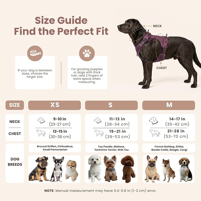 No Pull Dog Harness and Leash Set 3-in-1 Adjustable Anti Pull Dog Harness with Hands-Free Matching Leash,Poop Bag Holder,Easy Walk Dog Harness Extra Small Sized Dog(Pink Sand)