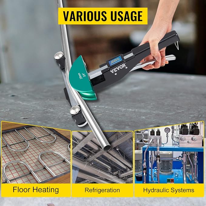 VEVOR Copper Pipe Bender, 7 Colorful Dies 1/4-7/8 inch 90 Degrees Forward and Reverse Bending, 6-22 mm for Copper & Aluminum Tubes with Reverse Bend Attachment
