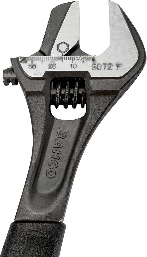Bahco BAH9071RPUS 8" SAE Ergo Combination Adjustable/Pipe Wrench with Handle, Dual-Purpose Reversible Jaw for Max Grip, Comfort, and Slim Head for Tight Spaces in Plumbing and Maintenance Tasks | Plumbing And Maintenance Use, Reversible Jaw Design, Tig...