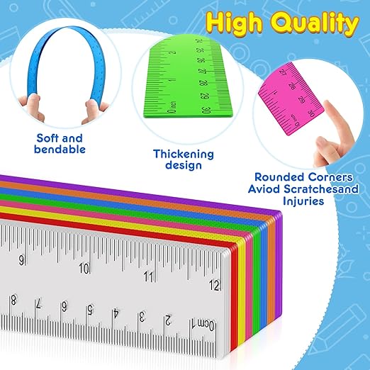 504 Pack Rulers Bulk for Classroom, 12 Inch Ruler for School,Clear Plastic Transparent Assorted Color Bulk Rulers with Millimeter and Inches, Ideal Back to School Office Home Supplies