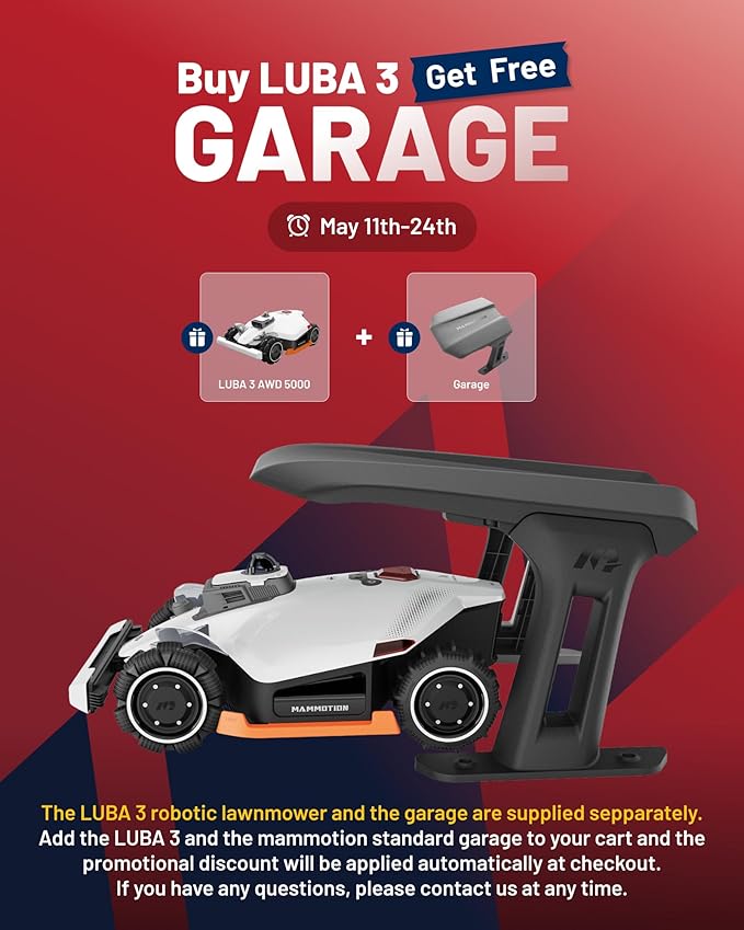 Mammotion LUBA 3 AWD 1500 Robot Lawn Mower for 0.37 Acres, 360° LiDAR+Dual-Camera AI Vision, All-Wheel-Drive for 80% Slopes, 15 Multi-Zone Management, Cutting Height 1.0"-2.7"
