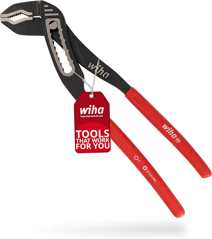 Wiha Classic Water Pump Pliers (26761) I Wapu Pliers 250 mm I Stretched Joint with Double Guide for Maximum Stability