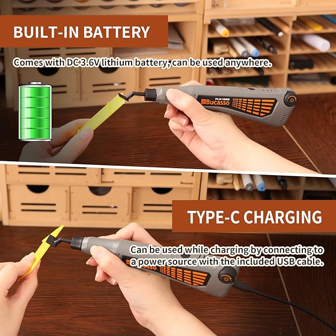 Cordless Pen Sander, Variable Speed and USB Charging with LED Light, Multi-Purpose Power Tool for Sanding, Polishing, Finishing, DIY Crafts