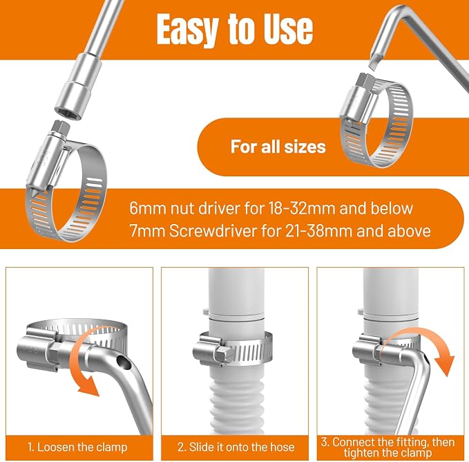Housolution 250 PCS Pipe Clamps from 1/4" to 2.5" (6-63mm) with Clamp Tool