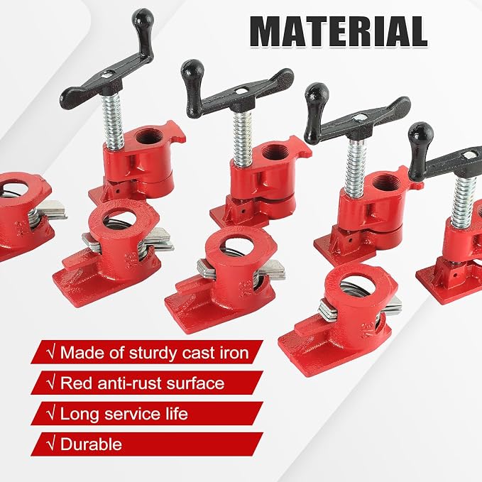 8 Pack 3/4" Wood Gluing Pipe Clamp Set, Pipe Clamp Fixture