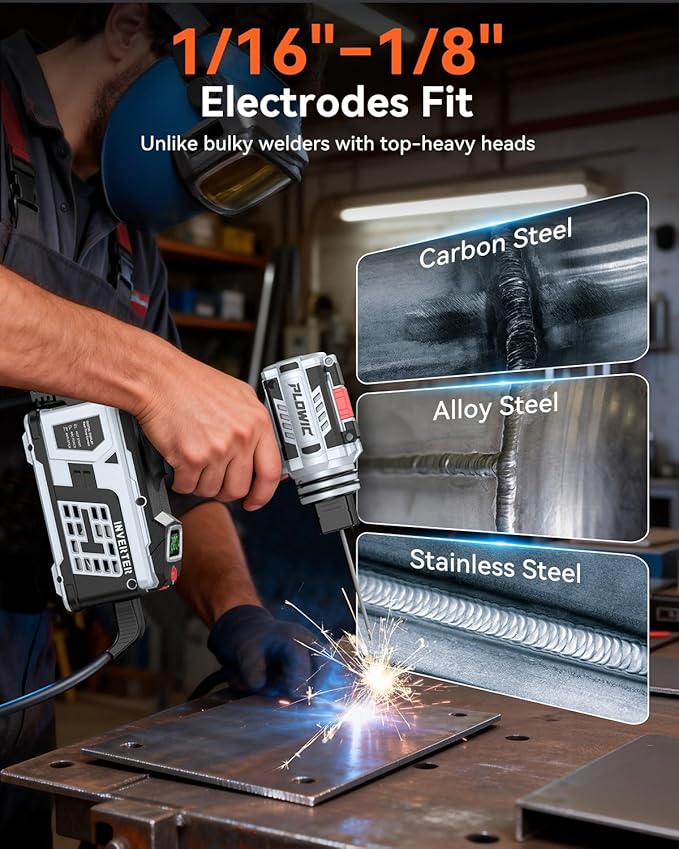 Portable Welding Machine:【2026 Next-Gen】110V Handheld Welder with Balanced Design, LCD Display & 3 Modes (MMA/Hot Start/Arc Force), 200A IGBT Inverter ARC Welder Gun Fits 1/16"-1/8" Rods, Gray