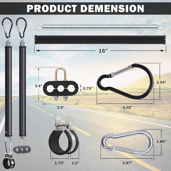 Cheemuii 2PCS 16" Single Tender Spring Kits with 2 Style Air Hose Holders