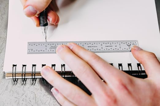 PEC Tools 6 Inch Rigid Steel Ruler (2 Pack), High-Quality Carbon Steel with Satin Chrome Finish, 3R Graduation (1/32", 1/64", 1/10", 1/50"), Fully Hardened and Tempered, Made in USA