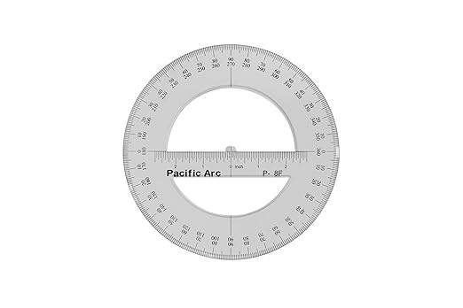 Pacific Arc's 8 Inch 360 Degree Plastic Circular Protractor Clear