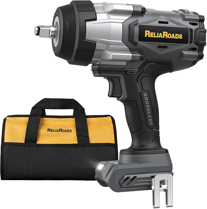 ReliaRoads 1500 Ft-lbs Cordless Impact Wrench, 1/2 Inch Impact Gun Compatible DeWALT 20V MAX Battery, Brushless Constant High Torque Impact Driver with 3 Speed, Tool Only (No Battery Included)