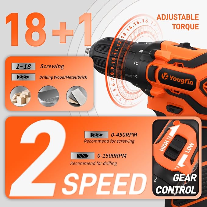 12V Cordless Drill Set, Home Tool Set with Cordless Drill for Men, Power Drill Box with 195 Pieces Household Hand Tools for Office (with 2.0Ah Battery & Charger)