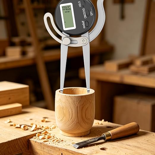 HDLNKAK Digital Inside Caliper Gage, Favor 0.5"-7” Metric/Fractional/Decimal Readings, Alloy Jaws, Digital Circular Caliper with Hold Function for Woodworking.