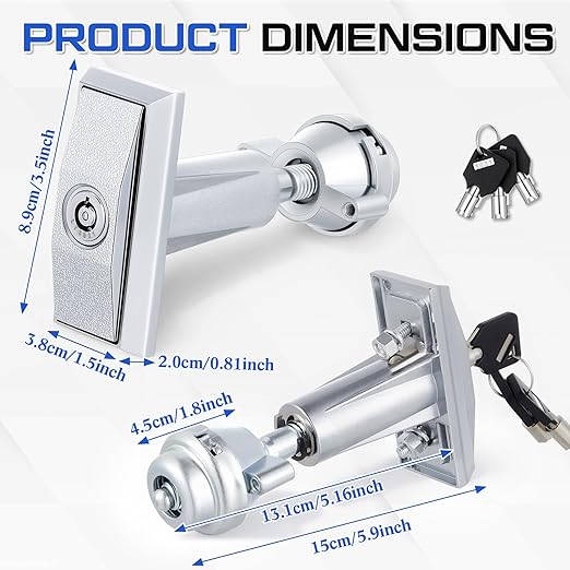 Set of 1 Universal Vending Machine Lock with T-Handle and 6 Keys Zinc Alloy Lock Replacement for ATM Candy Snack Machine (Long)