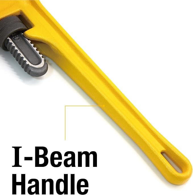 24 Inch Heavy-Duty Pipe Wrench, Adjustable Straight Pipe Plumper Wrench Yellow - 830924