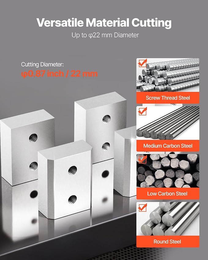 VEVOR Rebar Cutter Replacement Jaw Blades 6 Pcs Silver - Double-sided CR12MOV High-Hardness Steel, for 7/8 Inch 22mm #7 Electric Rebar Cutter, with Screws & Spring Washer