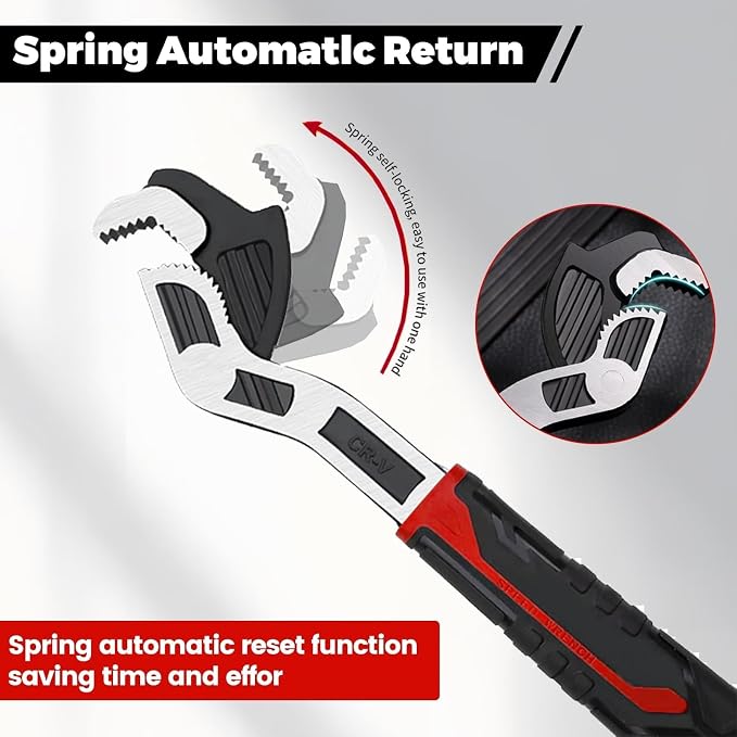3 Pack Pipe Wrench Set, 6" 8" 10" Self Adjusting Wrench | Self Adjusting Pipe Wrench Set Fits 9/32" To 1-3/8" (7-35mm) Nuts & Pipe Fittings. Perfect for Tight Spaces.