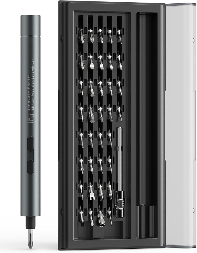 iFu 42-in-1 Electric Screwdriver Kit, Cordless Precision Repair Tool | Need to fix a phone or laptop? This 42-in-1 cordless screwdriver set with 37 magnetic bits makes electronics repair simple.