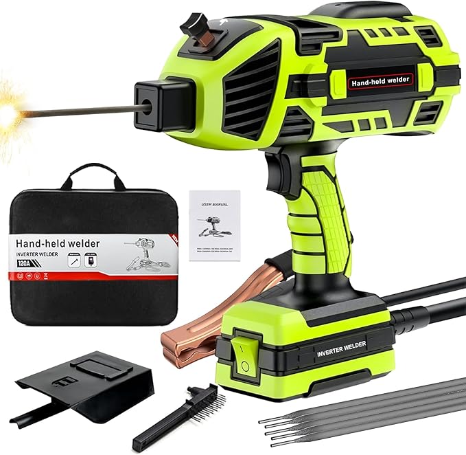 Portable Welding Machine 110V Handheld Electric ARC Welder Gun Stick Welder Machine with IGBT Inverter 5 Variable Current Adjustment for 1/16''-1/8'' Welding Rods