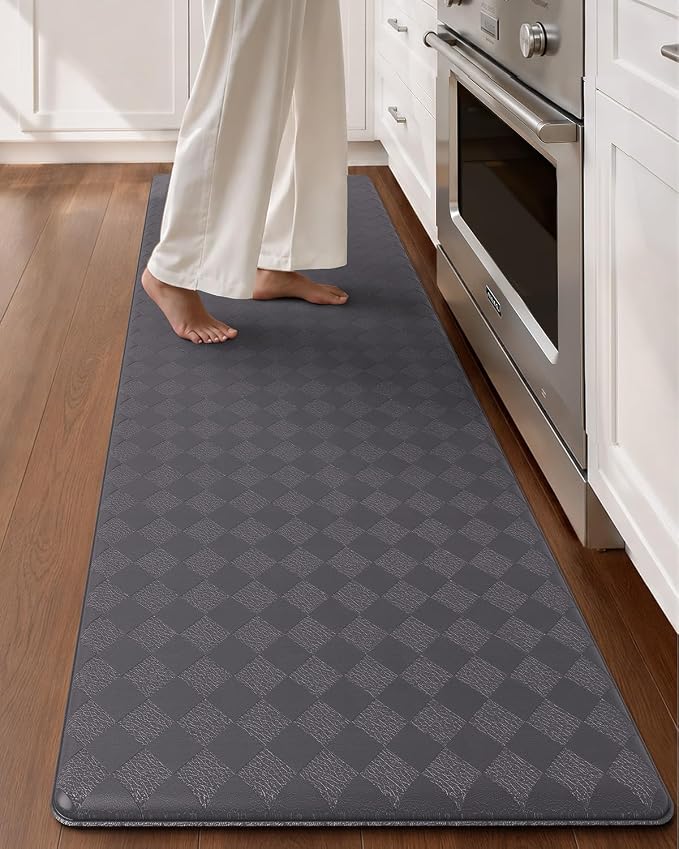 Color&Geometry Anti Fatigue Cushioned Kitchen Floor Mats,17"X79",Long Runner Rug Non Slip Waterproof,Memory Foam Padded Standing Mat for Front Sink,Grey